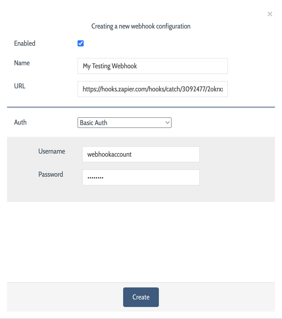 Webhook configuration